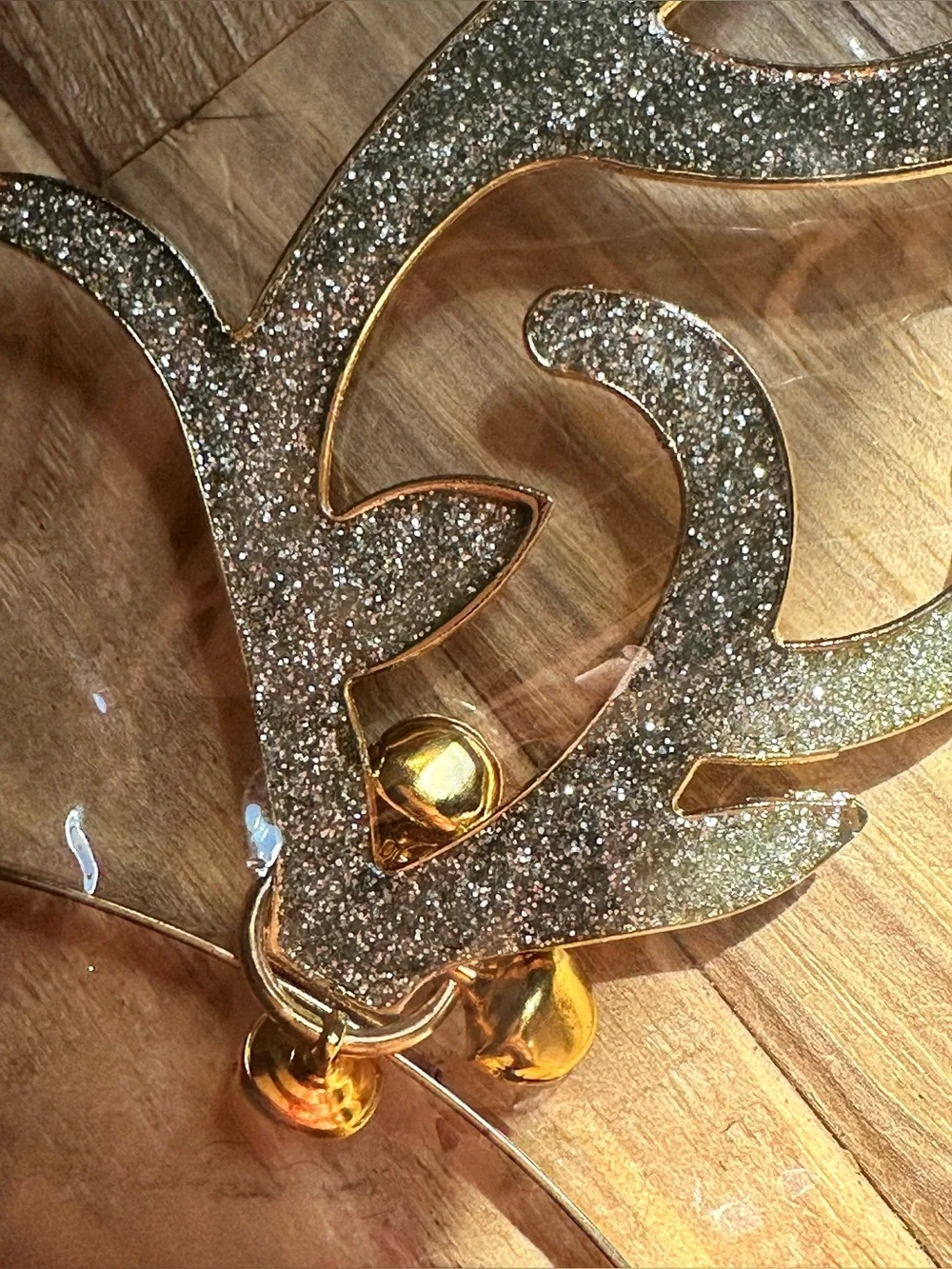 Gold Wire Christmas 🎄 Headband with Glitter Antler Accents
